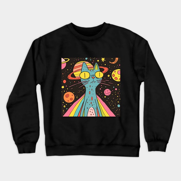 Cosmic Kitty Crewneck Sweatshirt by peculiarbutcute
